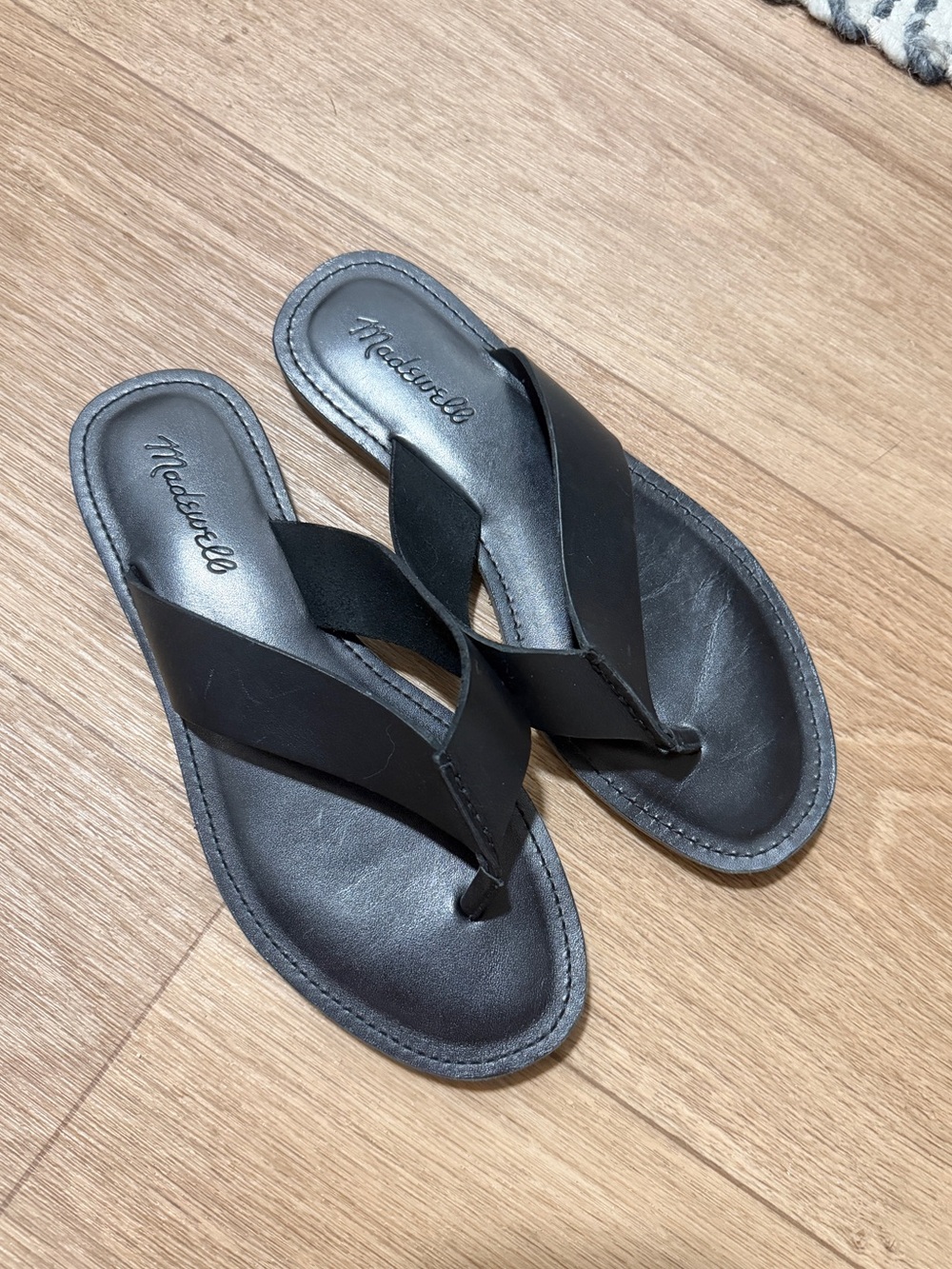 Madewell Black Leather Thong Sandals